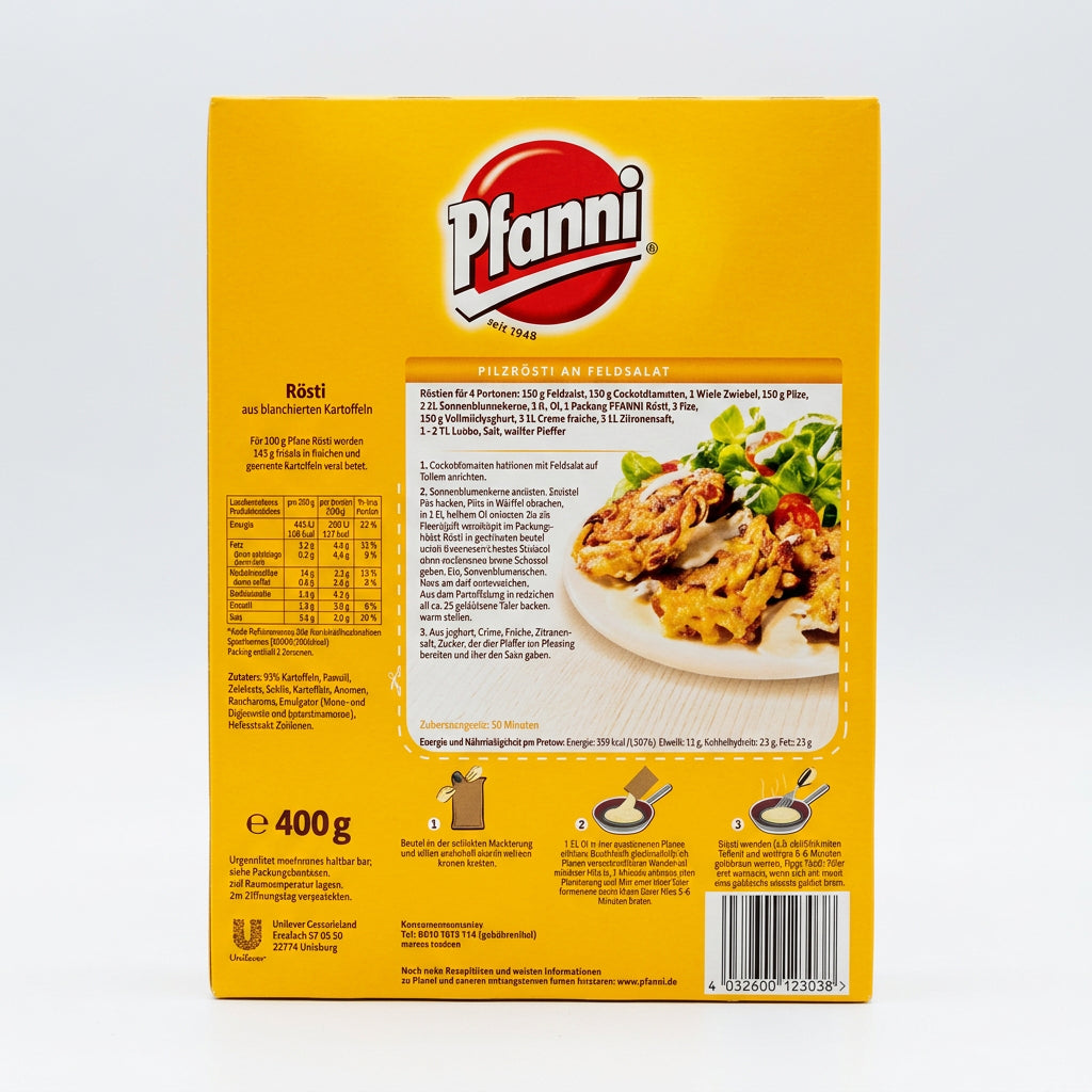 Pfanni Rösti Potatoes, 14.1 oz (400g) — back