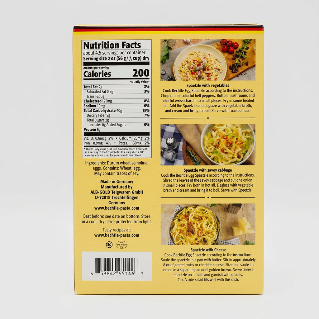Bechtle Traditional German Egg Noodles Spaetzle, 17.6 oz (500g)