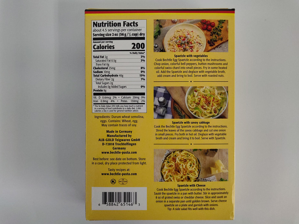 Bechtle Traditional German Egg Noodles Spaetzle, 9 oz (255g)