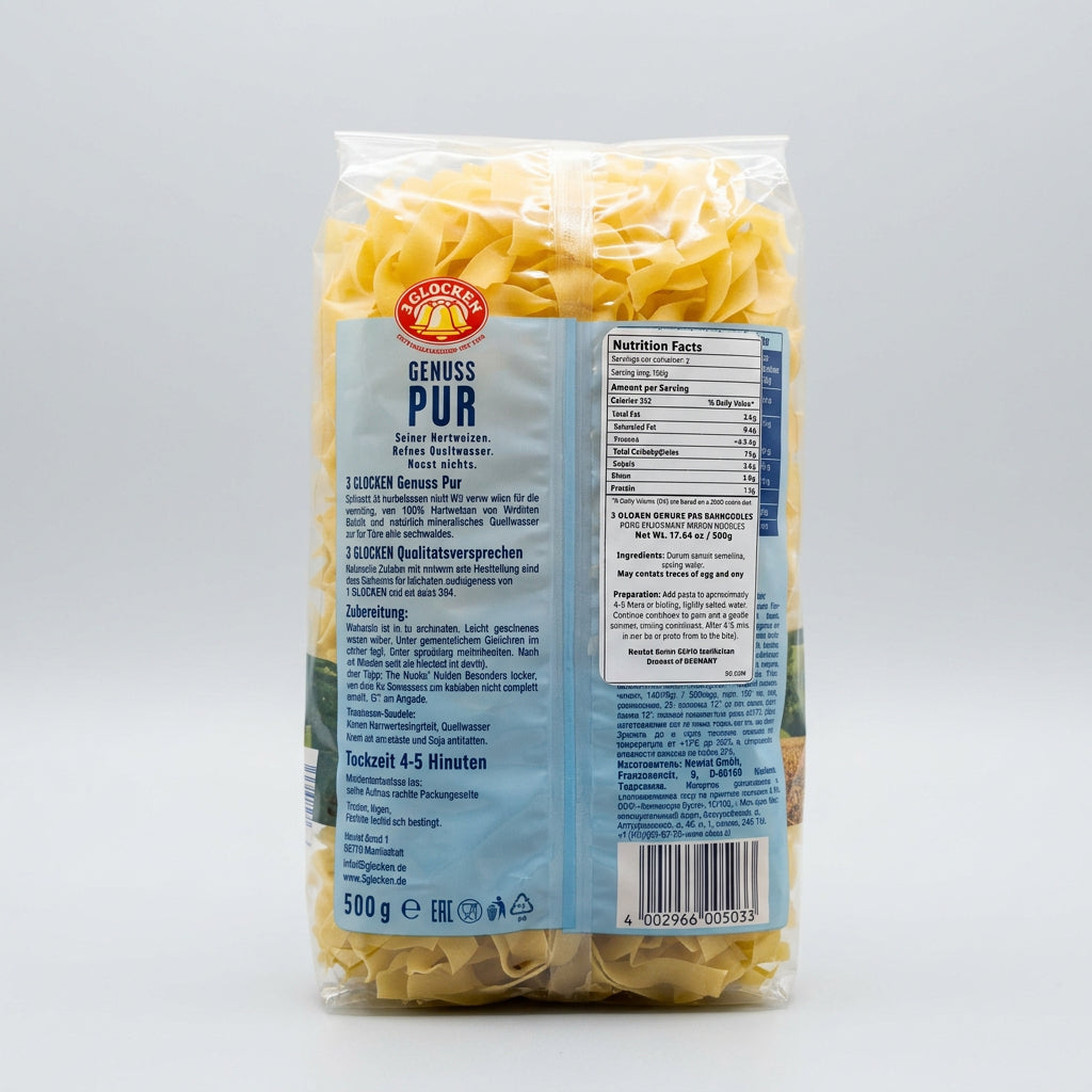 Glocken Ribbon Noodles / Bandnudeln, 17.6 oz (500g) — back