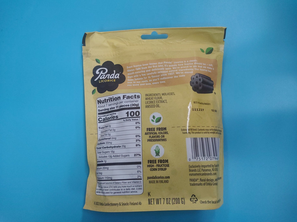 Panda All Natural Black Soft Licorice Bag, 7.00 oz (198g) — back