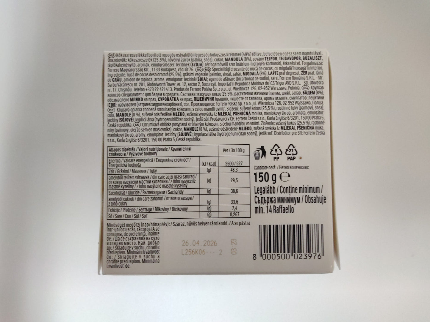 Ferrero Raffaello, 5.3 oz (150g)