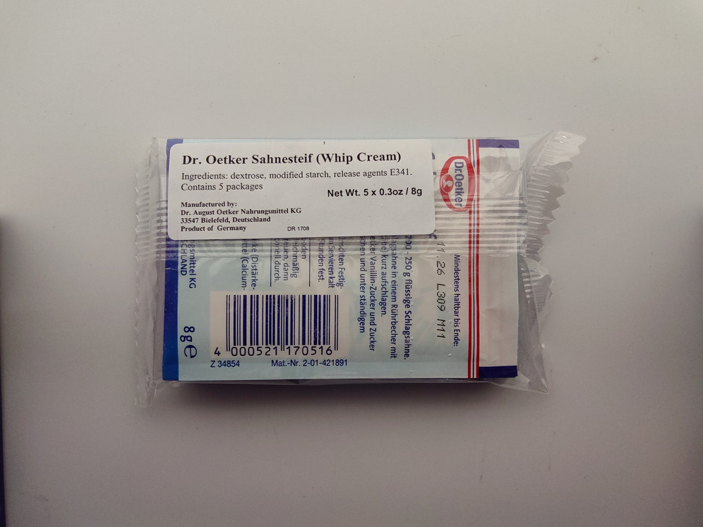 Dr. Oetker Sahnesteif Whipped Cream Stabilizer, 3-pack