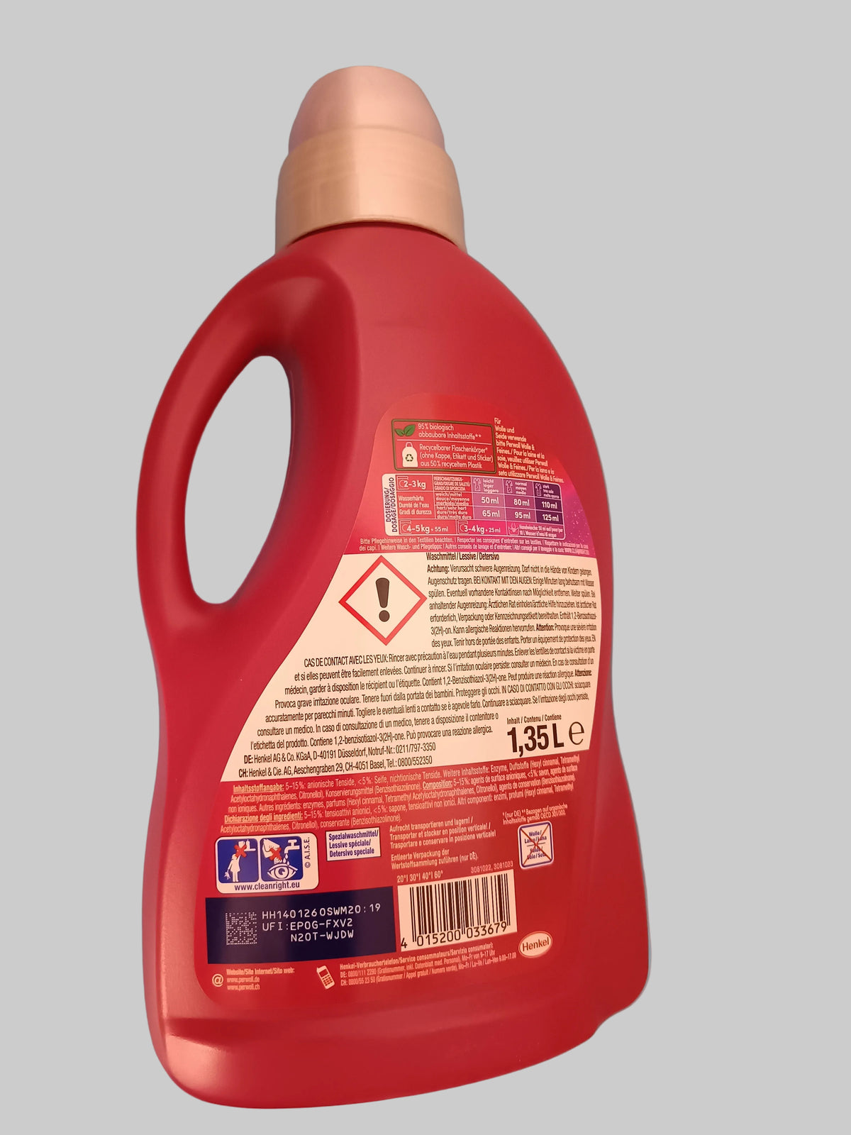 Perwoll Renew Color Laundry Detergent, 1.35 L (27 washes) — back