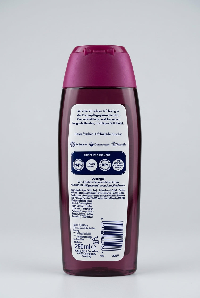 Fa Fresh Passionfruit Pools Shower Gel, 250 ml — back