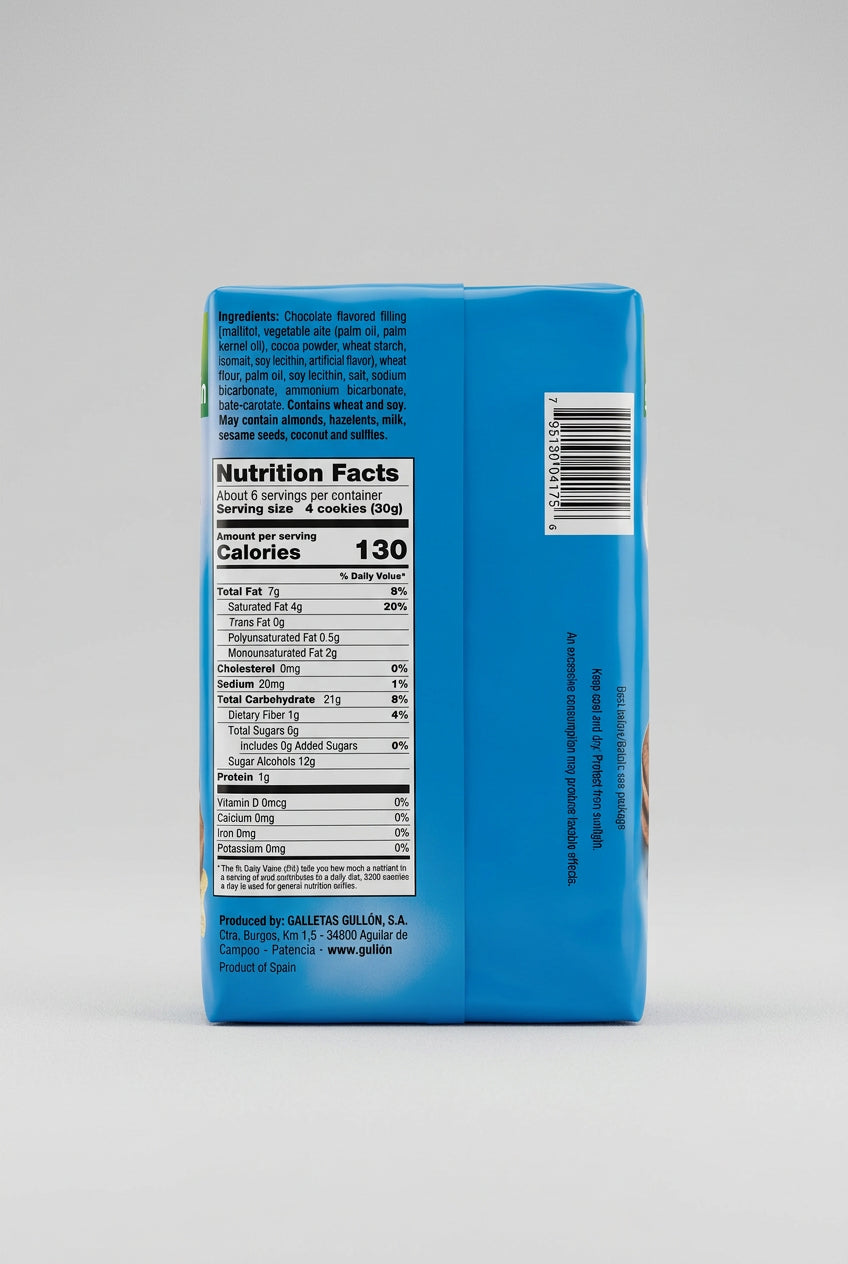 Gullón Sugar Free Chocolate Wafer, 6.34 oz (180g)