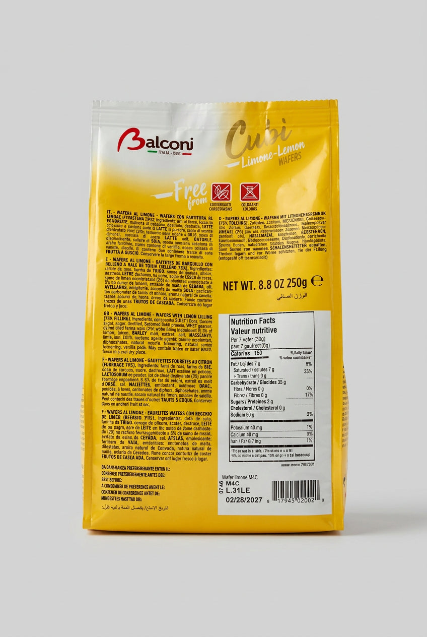 Balconi Cubi Lemon Wafers, 8.8 oz (250g)