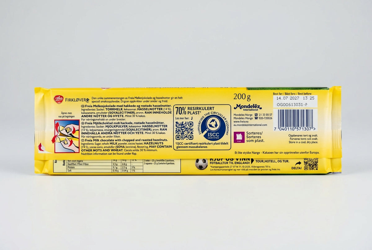 Freia Firklover Milk Chocolate with Hazelnuts, 7.05 oz (200g)