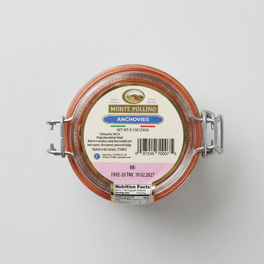 Monte Pollino Anchovy Fillets in Sunflower Oil, 8.1 oz (230g)