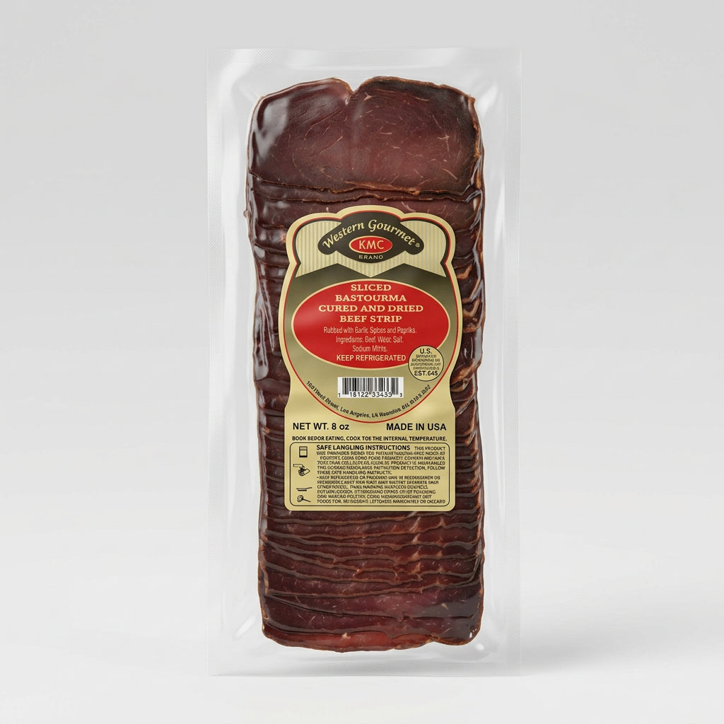 Western Gourmet Sliced Bastourma (Cured & Dried Beef), 8 oz (227g)