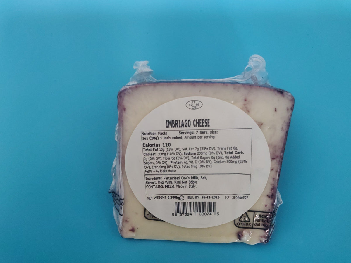 Monti Trentini Imbriago Merlot-Soaked Cheese, 7 oz (200g) — ingredients, nutrition and net weight