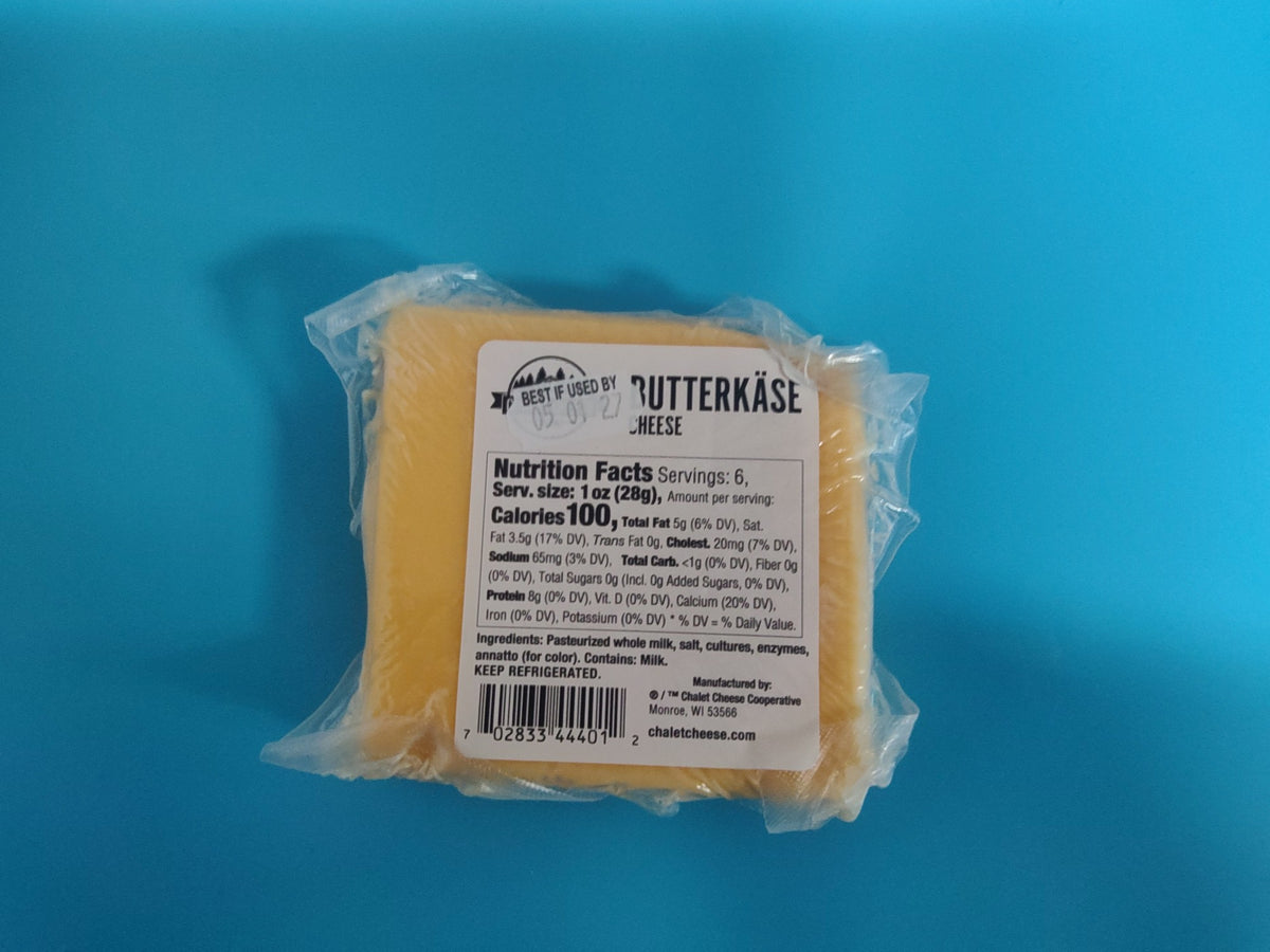 Chalet Cheese Butterkäse, 6 oz (170g) — ingredients and nutrition panel