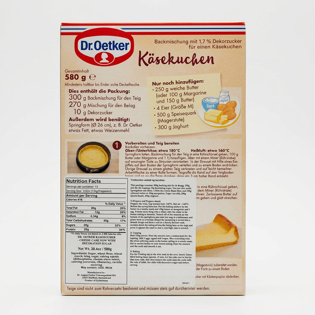 Dr. Oetker Käsekuchen Traditional Cheesecake Mix, 18.3 oz (520g)