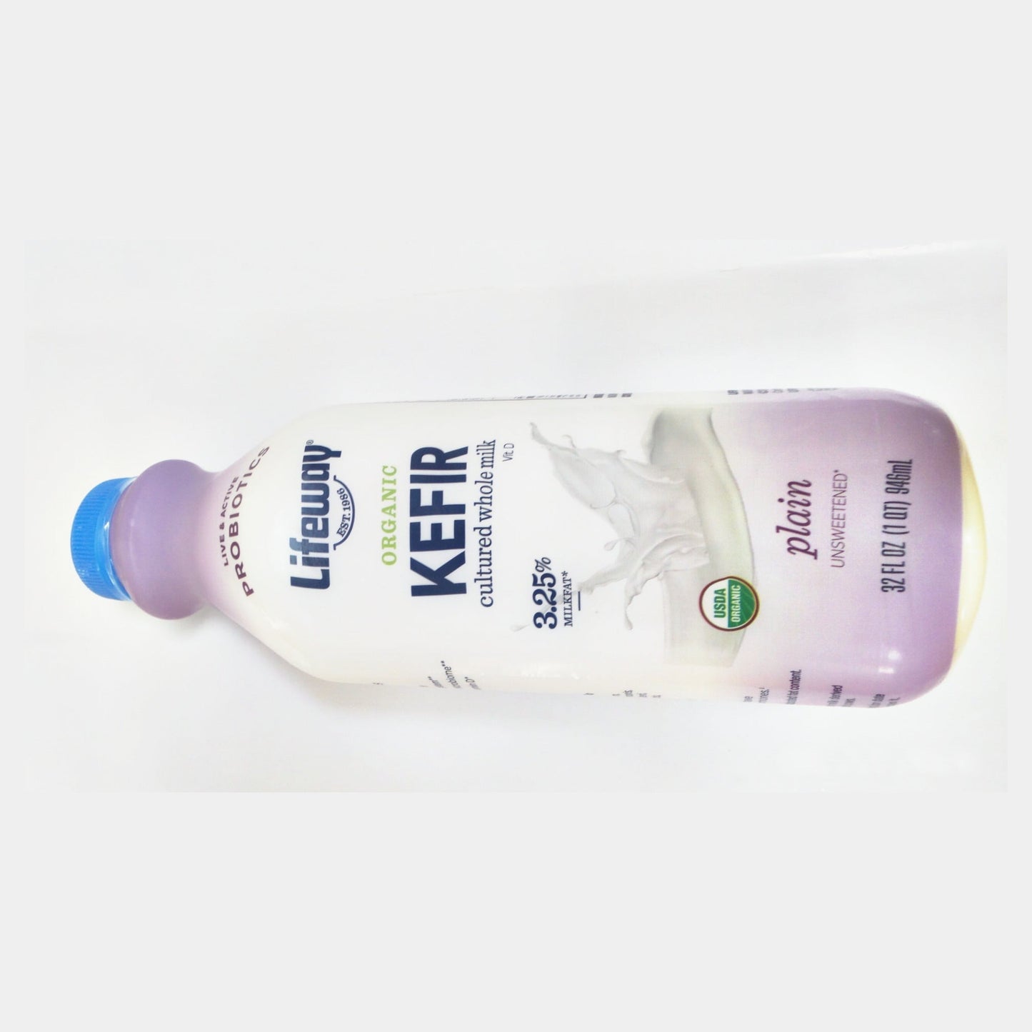 Lifeway Organic Kefir Plain Unsweetened 3.25% Whole Milk, 32 fl oz (946ml)