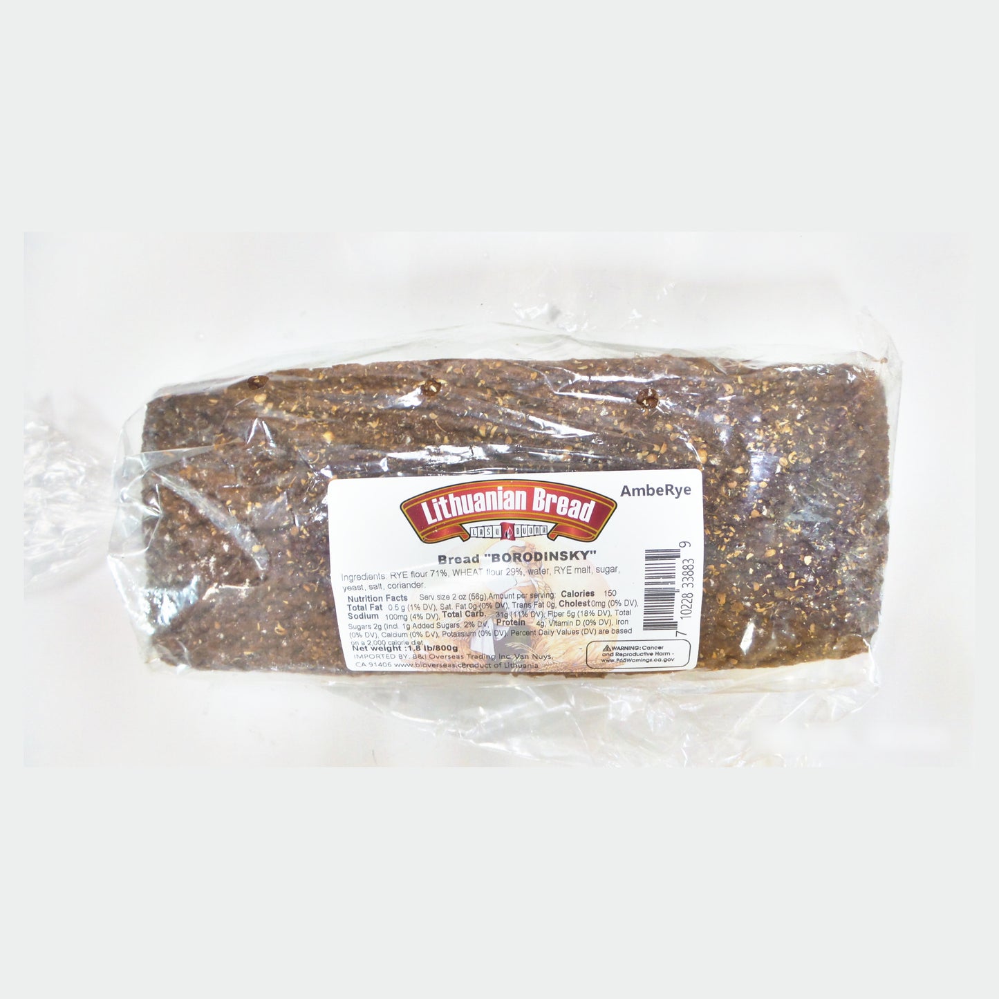 AmbeRye Lithuanian Borodinsky Bread, 1.8 lb (800g)