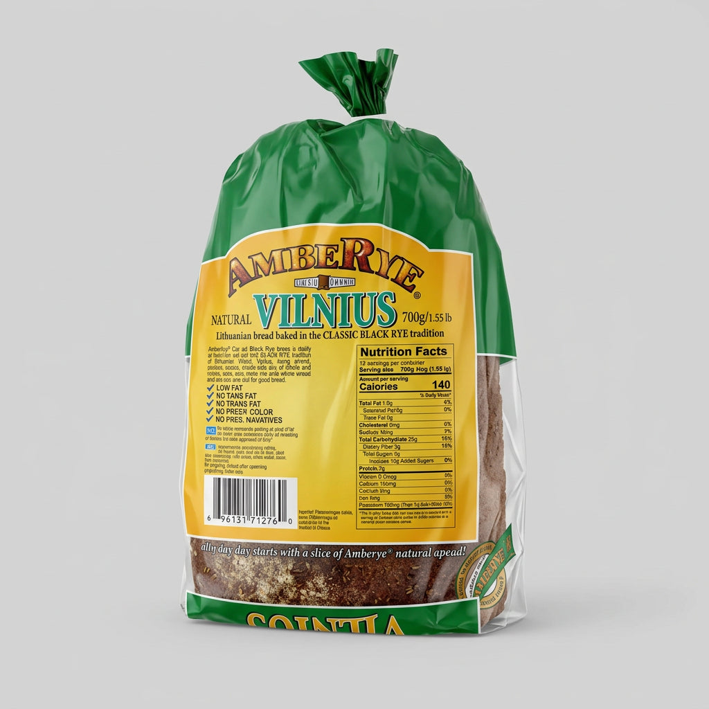 AmbeRye Vilnius Lithuanian Classic Black Rye Bread, 1.55 lb (700g)