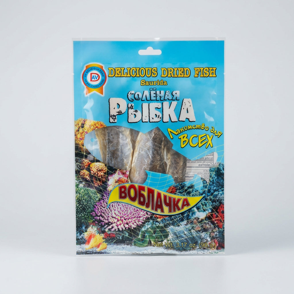 AV Delicious Voblachka Dried Saurida Fish, 3.17 oz (90g)