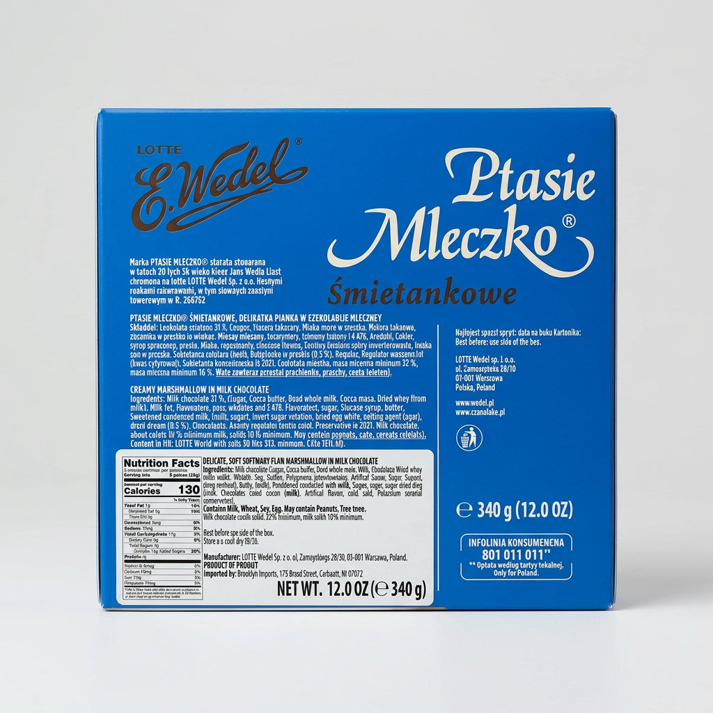 Wedel Bird Milk Creamy / Śmietankowe in Milk Chocolate, 12.0 oz (340g) — back
