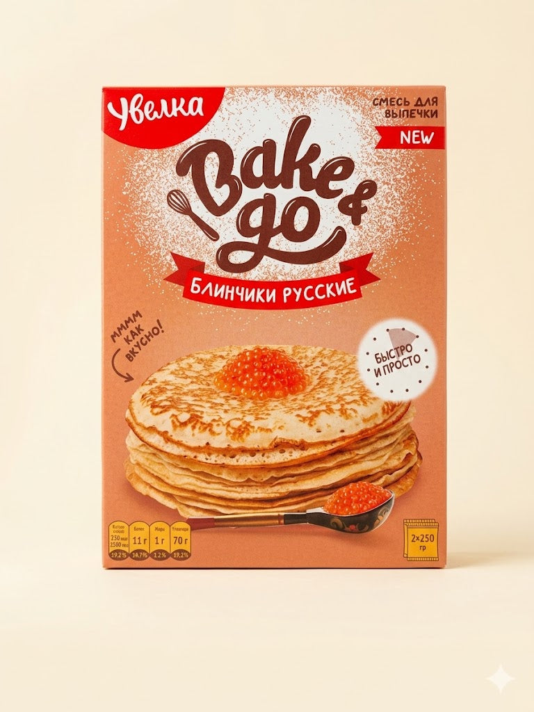 Uvelka Bake & Go Russian Blini Mix, 17.6 oz (500g)