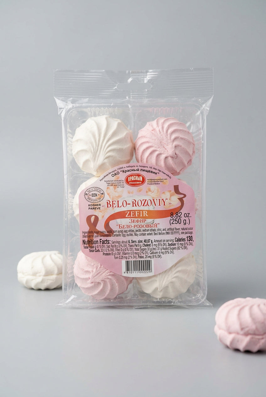 Belo-Rozoviy Zefir kosher pareve marshmallows, 250 g pack