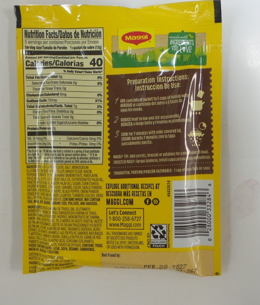 Maggi Sopa Criolla Costilla con Fideos Rib & Noodle Soup Mix, 2.05 oz (58.1g)