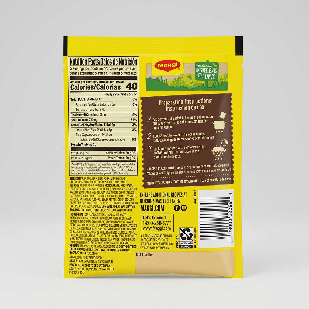 Maggi Sopa Criolla Costilla con Fideos Rib & Noodle Soup Mix, 2.05 oz (58.1g)
