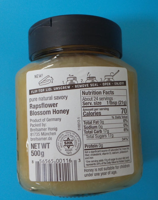 Breitsamer Pure Raw Rapsflower Honey (500g)