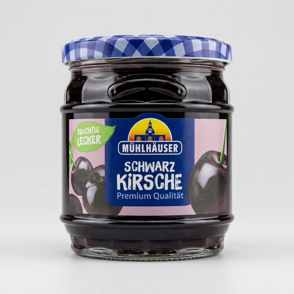 Mühlhäuser Extra Preserve / Extra-Konfitüre Black Cherry / Schwarzkirsch, 15.9 oz (450g)