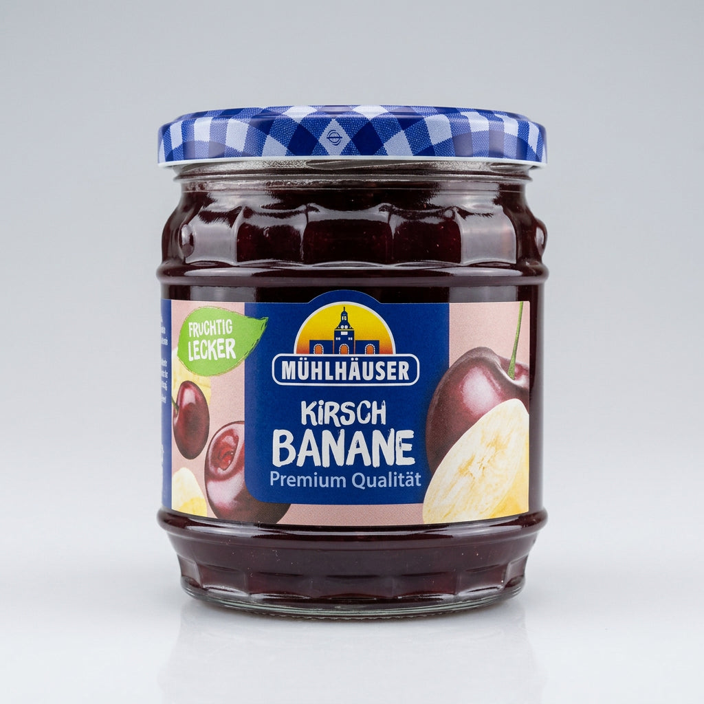 Mühlhäuser Extra Preserve / Extra-Konfitüre Cherry & Banana / Kirsche-Banane, 15.9 oz (450g)