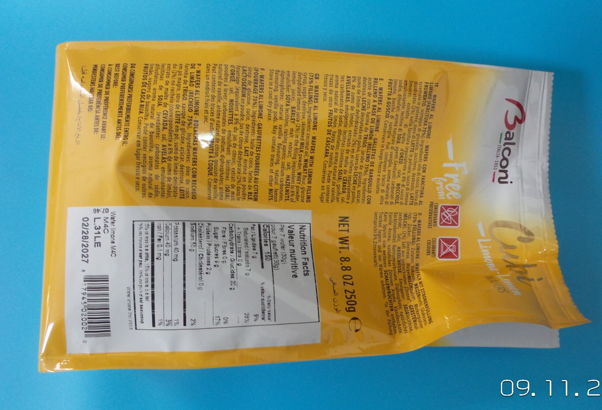 Balconi Cubi Lemon Wafers, 8.8 oz (250g)