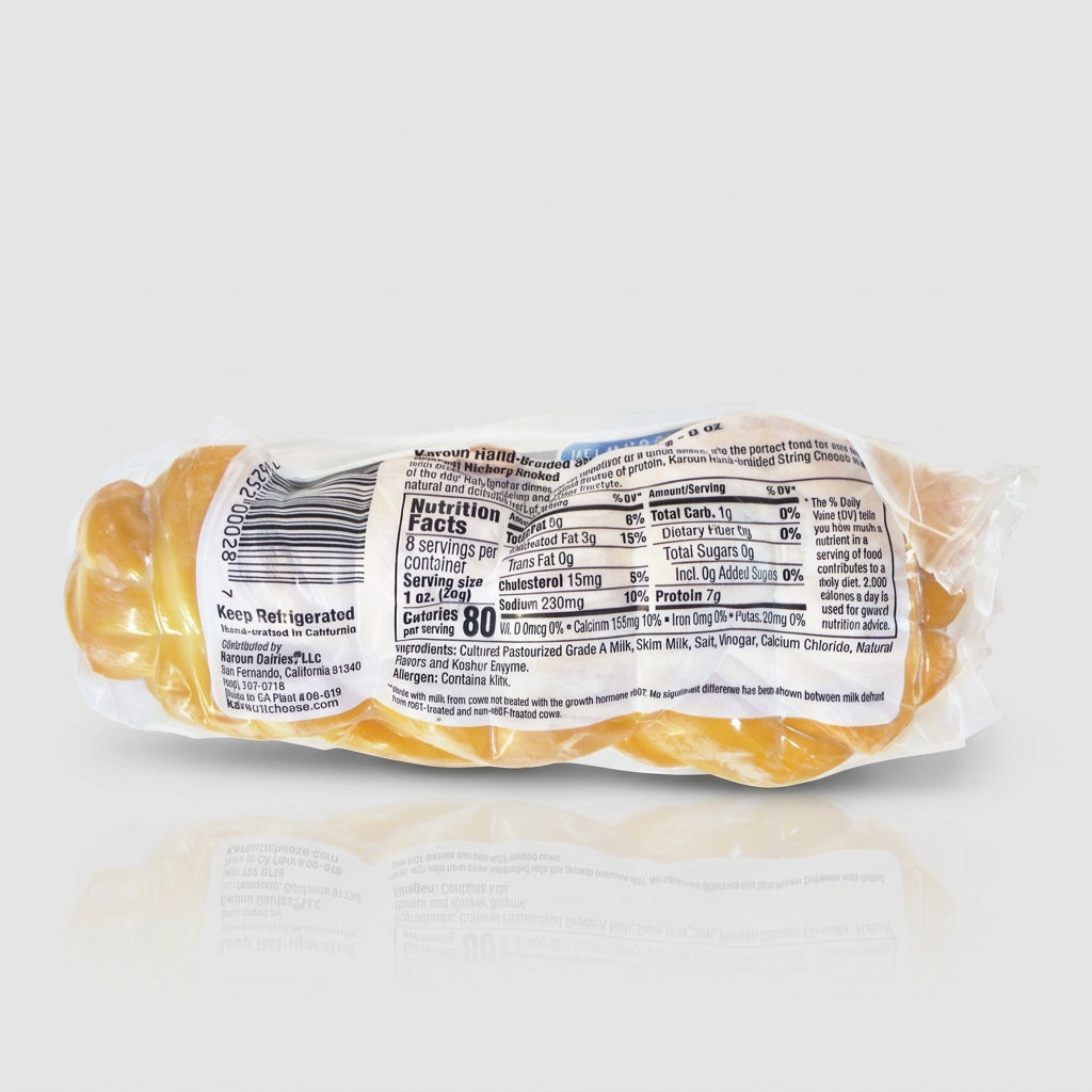 Karoun Hand-Braided String Cheese, Hickory Smoked, 8 oz (226g)