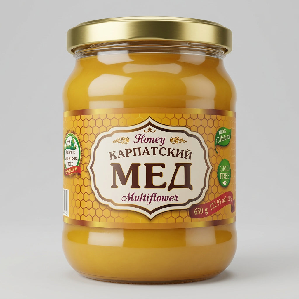 Karpatskiy Med Multiflower Honey, 22.9 oz (650g)
