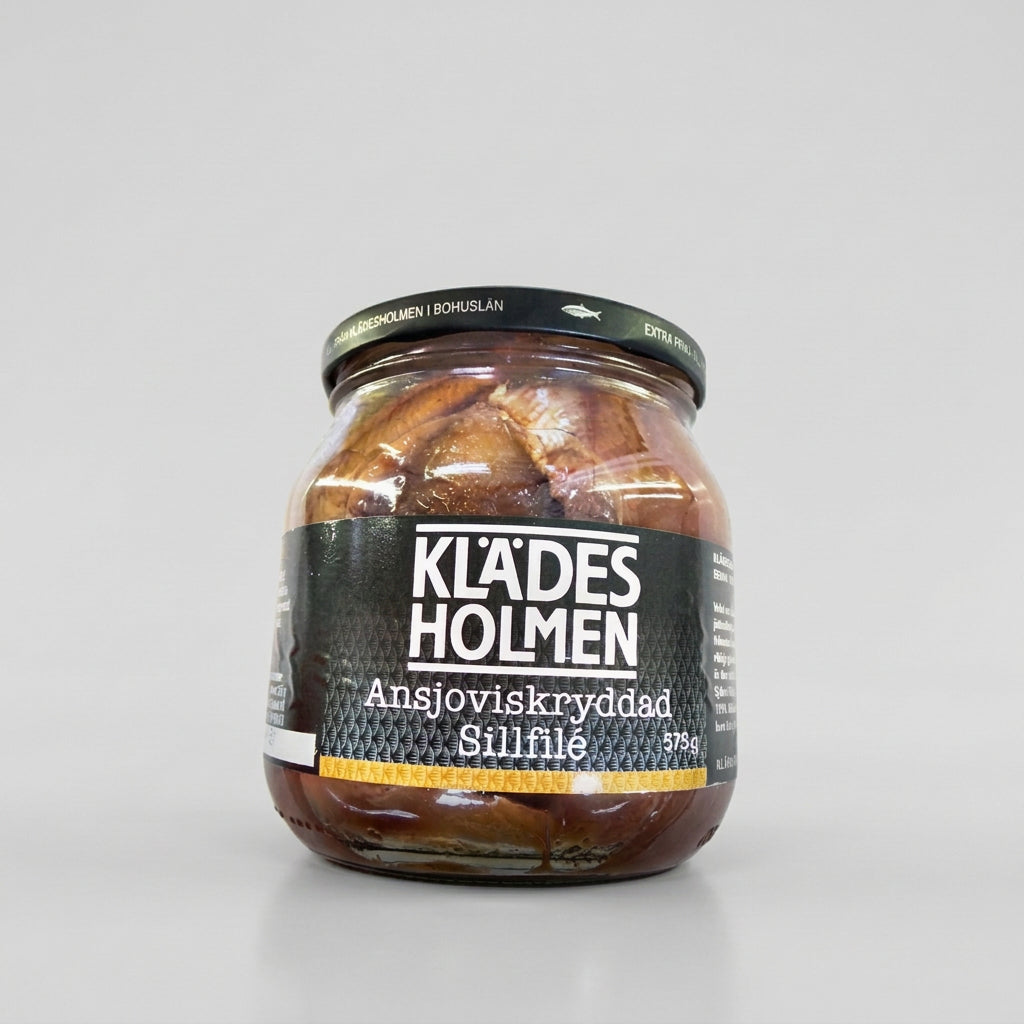 Klädesholmen Ansjoviskryddad Sillfilé Anchovy-Spiced Herring Fillets, 575 g