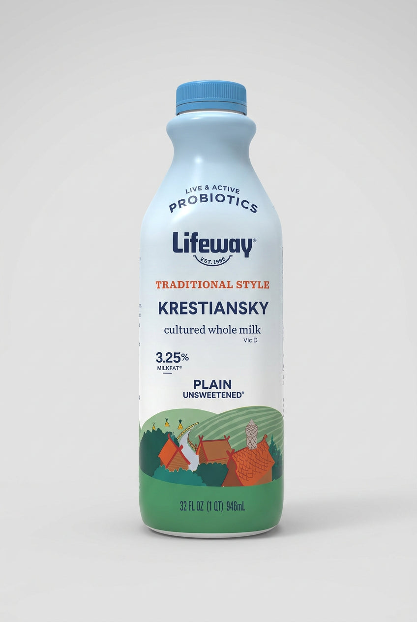 Lifeway Traditional-Style Krestiansky Cultured Whole Milk 3.25%, Plain, 32 fl oz