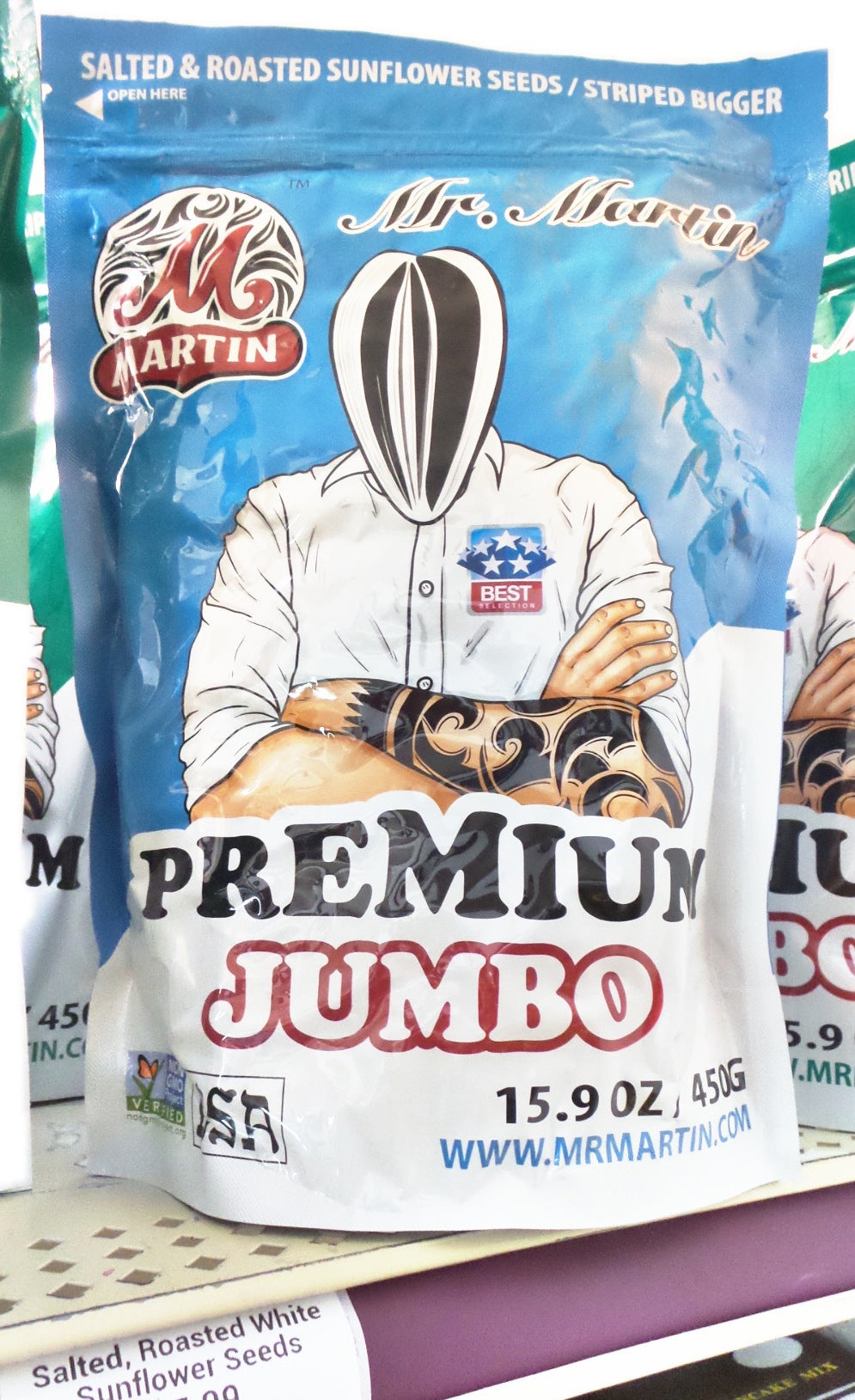 Mr. Martin Premium Jumbo Salted Roasted Sunflower Seeds, 15.9 oz (450g)