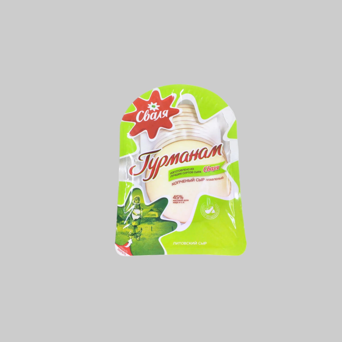 Svalya Gurmanam Smoked Processed Cheese Slices, 5.3 oz (150g)