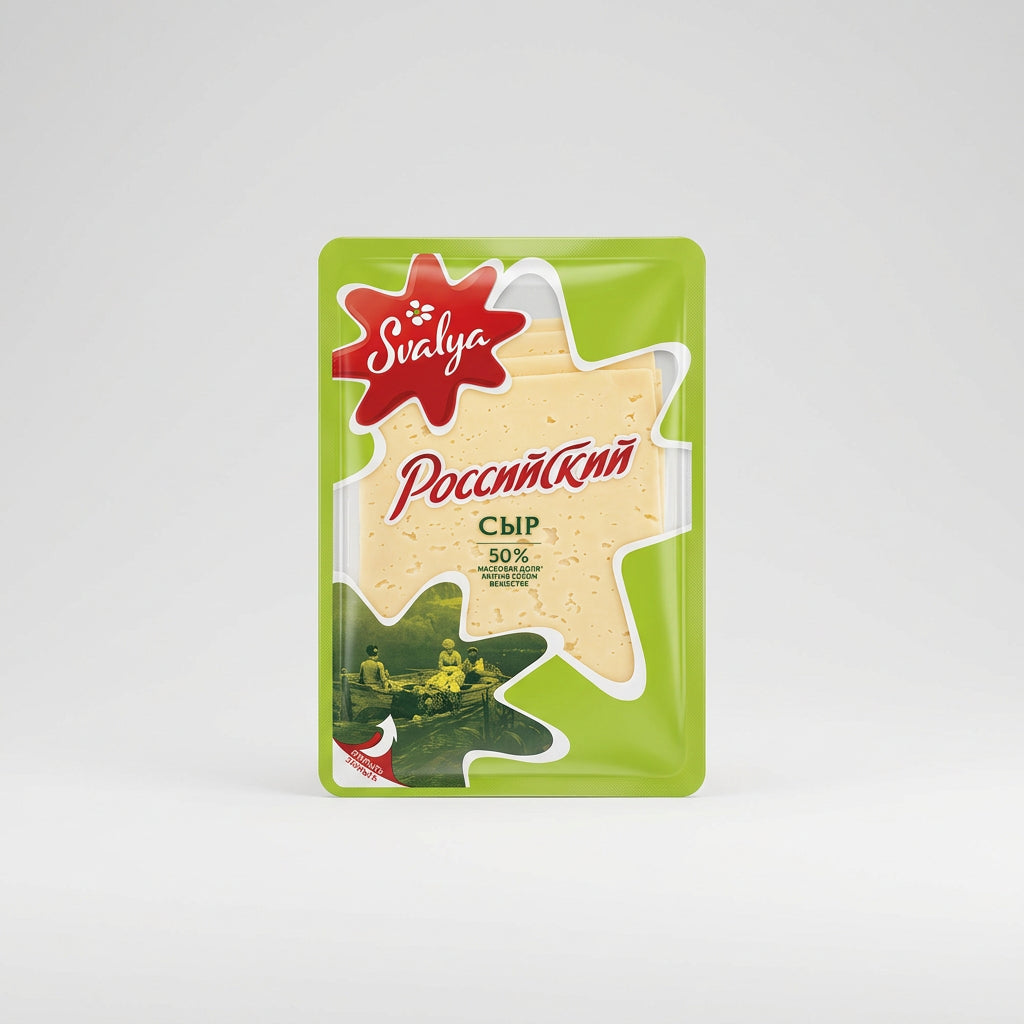 Svalya Rossiyskiy Cheese Slices 50%, 5.3 oz (150g)