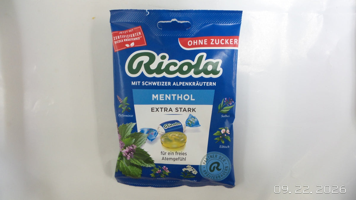 Ricola Menthol Extra Strong / Extra Stark - Sugarfree, 2.65 oz (75g) — front