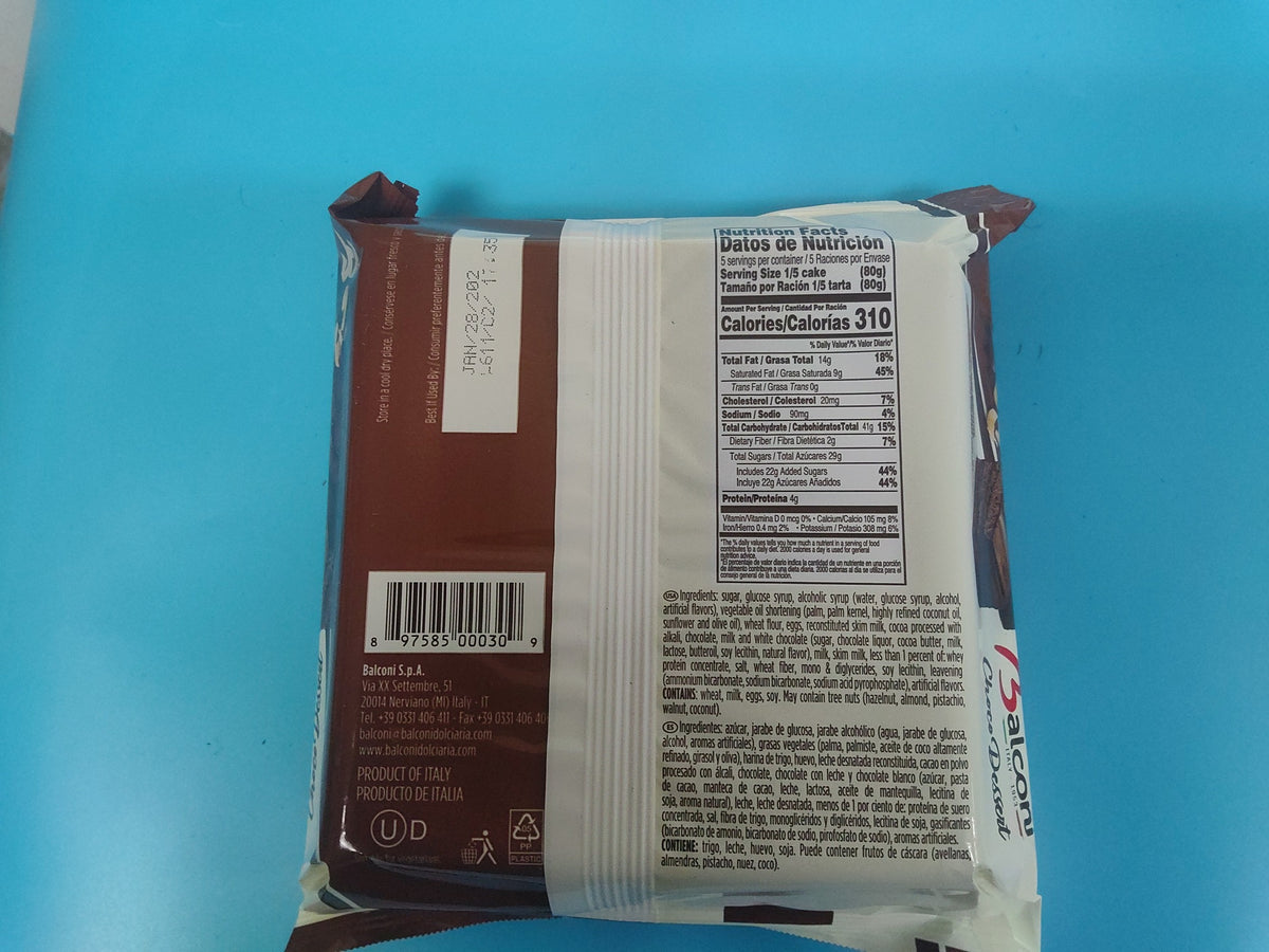 Balconi Torta Choco Dessert, 14.1 oz (400g) — back