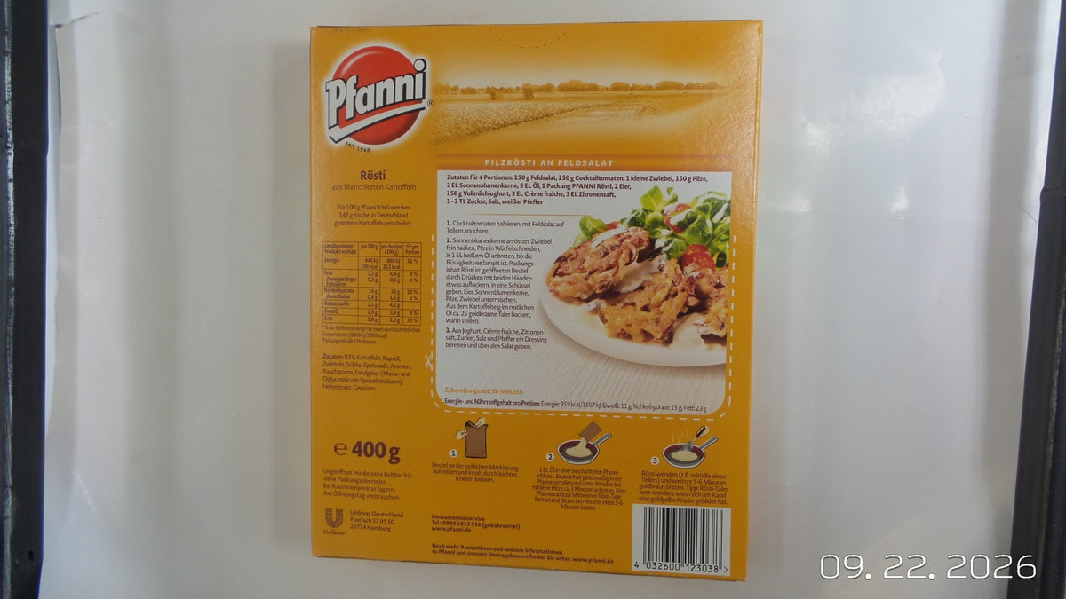 Pfanni Rösti Potatoes, 14.1 oz (400g) — back