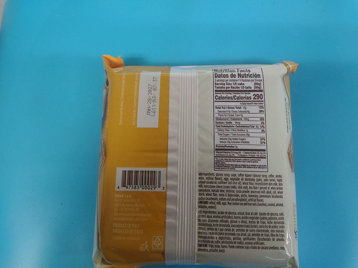 Balconi Torta Tiramisu, 14.1 oz (400g) — back
