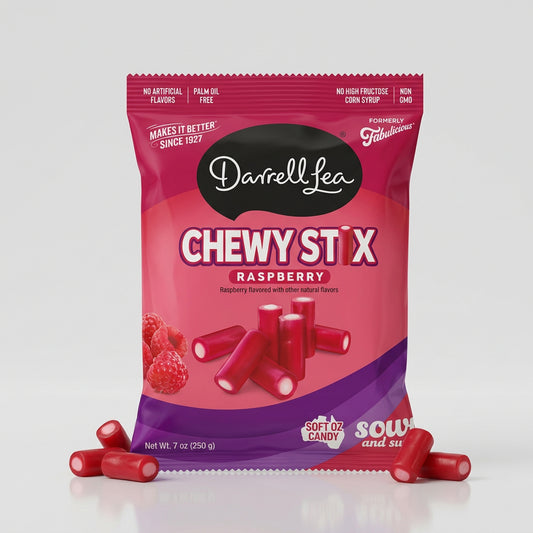 Darrell Lea Chewy Stix Raspberry Sour Gummy Candy, 7.05 oz (200g)