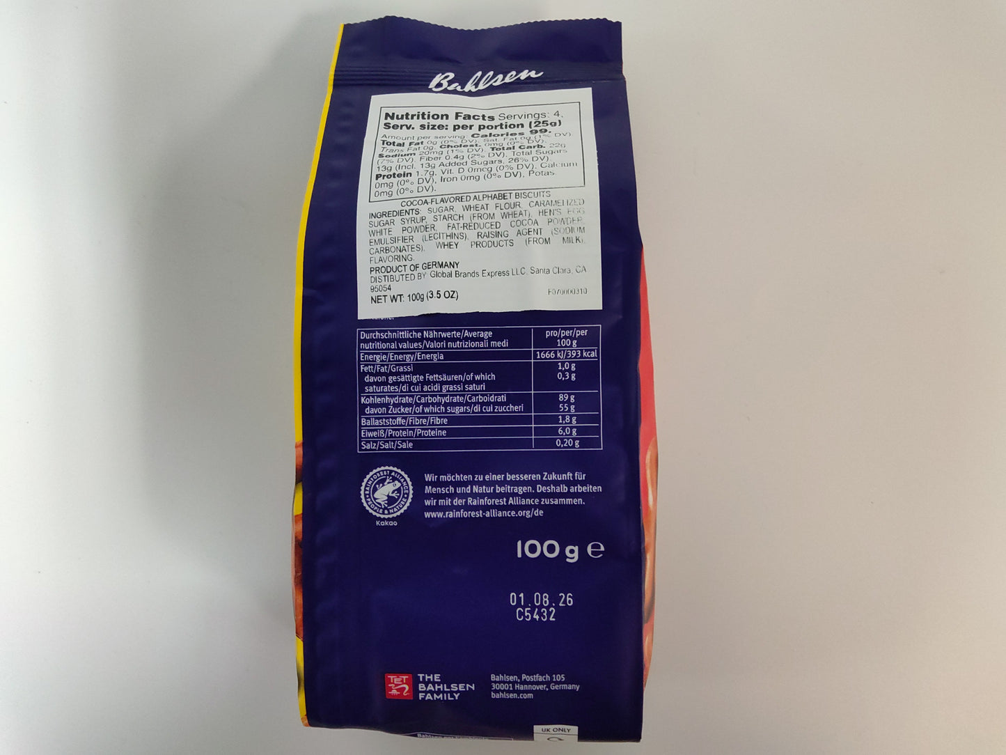 Bahlsen Russisch Brot ABC Alphabet Biscuits, 4.4 oz (125g)