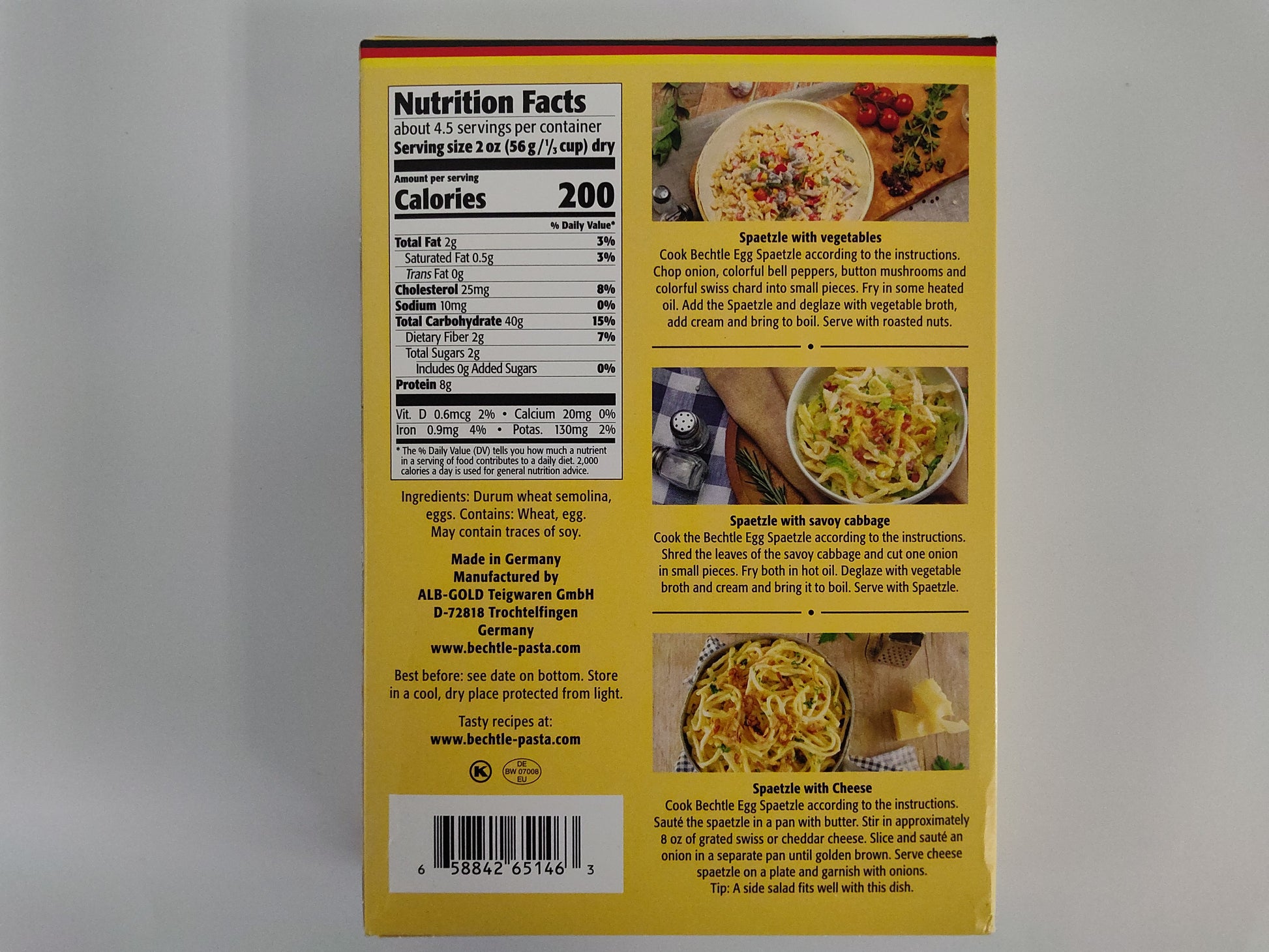 Bechtle Traditional German Egg Noodles Spaetzle, 17.6 oz (500g)