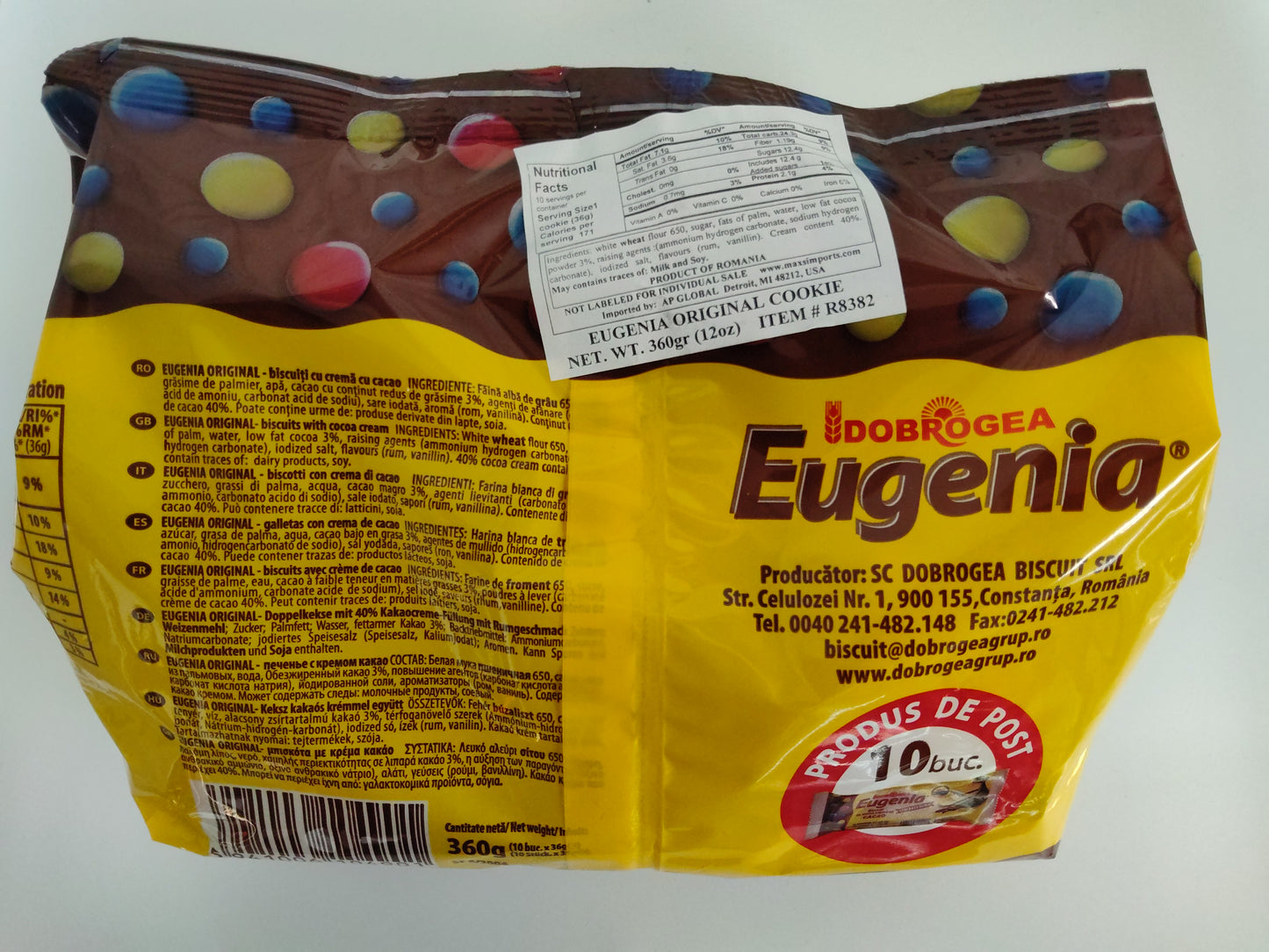 Dobrogea Eugenia Original Cocoa Cream Biscuits, 5.3 oz (150g)