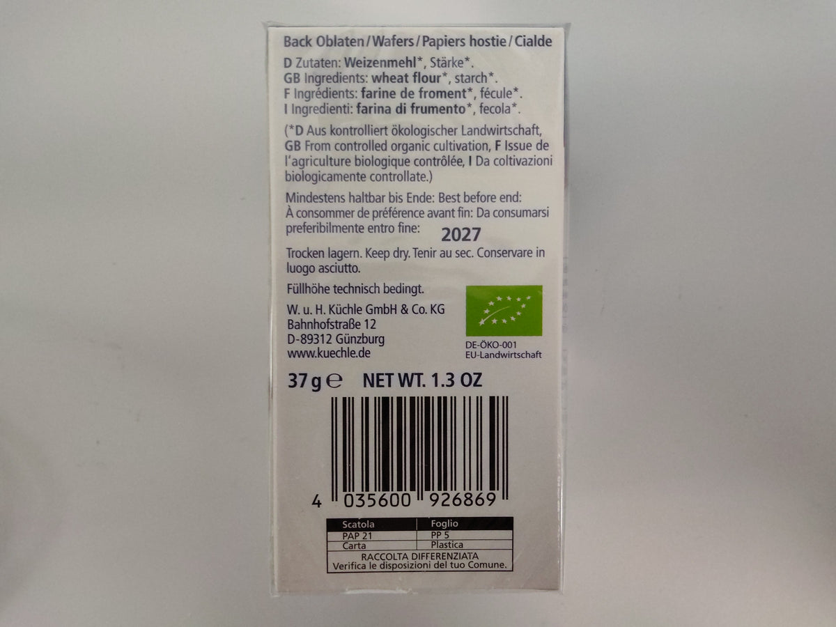 Küchle Bio Back Oblaten Baking Wafers, 1.76 oz (50g)