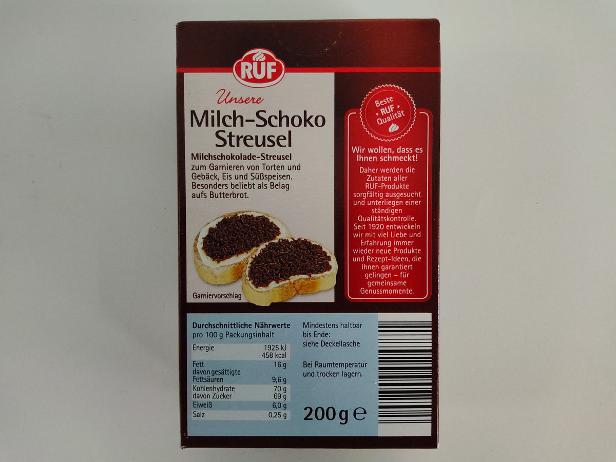 RUF Milk Chocolate Sprinkles (Milch-Schoko Streusel), 2.8 oz (80g)