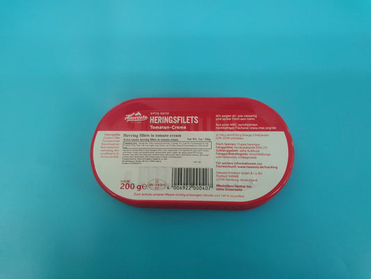 Hawesta Herring Fillets in Tomato Cream, 7.05 oz (200g) — back