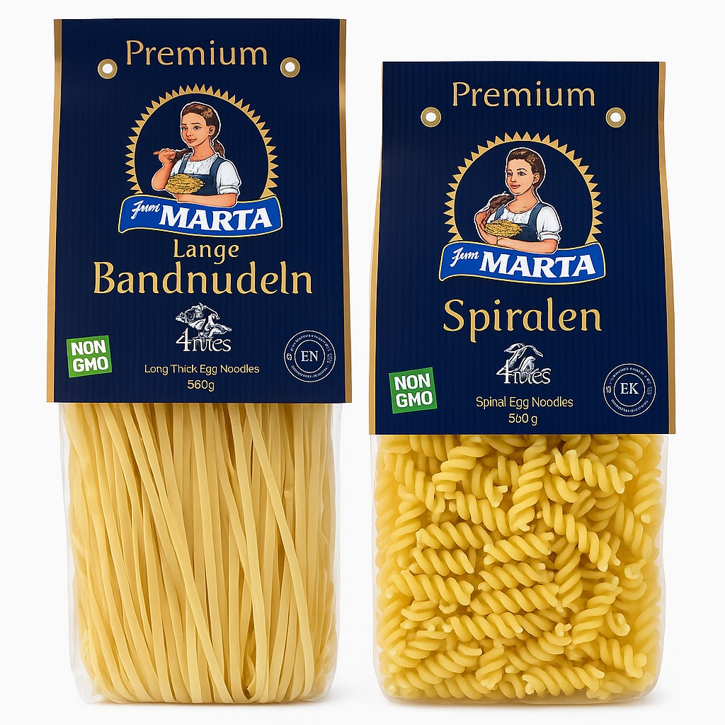 Frau Marta Premium Egg Noodles – Assorted Shapes (560g / 500g)