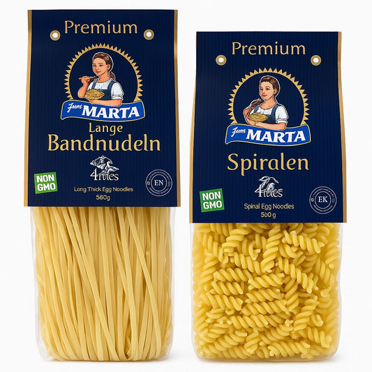 Frau Marta Premium Egg Noodles – Assorted Shapes (560g / 500g)